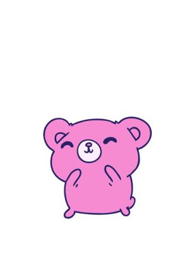 Çizgi film illüstrasyonunun zıplama hareketi Kawaii sevimli mutlu ayı tasarımı