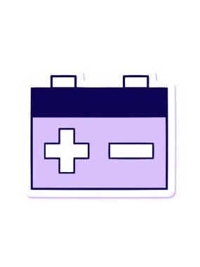 Sevimli bir çizgi film arabasının aküsünün neon ışık efekti canlandırması