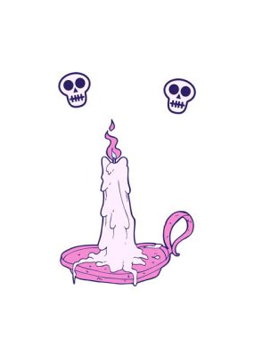 Çizgi film animasyonunun dönen kafatası animasyonu. Ürkütücü, top süren mum.