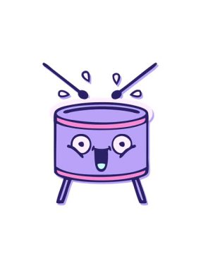 bob and pause animation of sticker of a cute cartoon playing drum