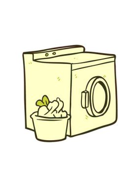 Çizgi film çamaşır makinesi ve çamaşır makinesinin renk animasyonu değişiyor