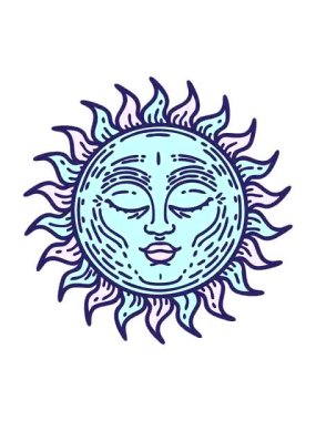 Geleneksel ortaçağ güneşiyle dövmenin hareketli animasyonu