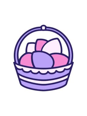 Renkli Paskalya sepetinin dönen hareketli animasyonu