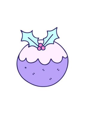 Dikkat çekici el çizimi çizgi film Noel pudinginin animasyonu