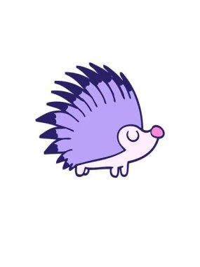 Çivili kirpinin karikatürünün yükseliş ve yüzme animasyonu