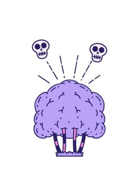 geleneksel dövme stili ağaç tasarımının kafatası animasyonu