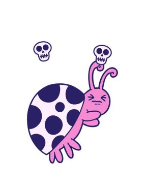 karikatür uğurböceği çiziminin kafatası animasyonu