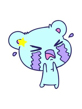 Parlayan yıldızlar, ağlayan şirin bir ayının serbest çiziminin animasyonunu etkiler.