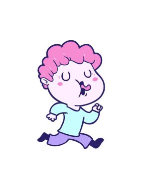 Titreşimli hareketli çizgi film karakteri şarkı söylüyor.