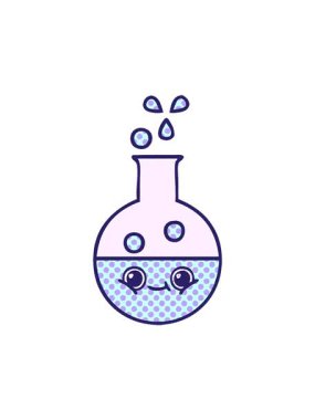 Çizgi roman stili bir test tüpünün hareketli animasyonu