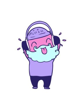 Dilini uzatan sakallı bir adamın titreşimli hareketi.