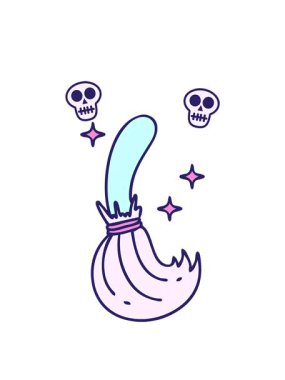 Sihirli süpürge süpürgesinin kafatası animasyonu