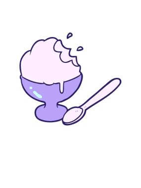 Kalk ve çizgi filmdeki dondurmalı tatlıyı kasede yüzdür.