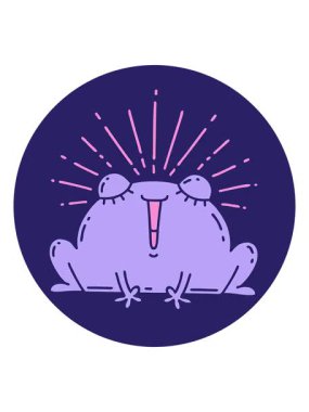 Dövme stili mutlu kurbağa tasarımının titreşimli hareket animasyonu