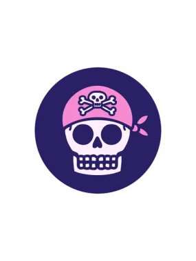 Bir korsan kafatasının sembolik dövme imajının gösterişli satış animasyonu