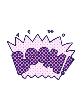 Çizgi roman tarzı çizgi film sözcüğünün ışıltılı ışık efektleri bum