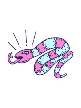 Geleneksel dövme stili tıslayan yılan çiziminin basınçlı animasyonu