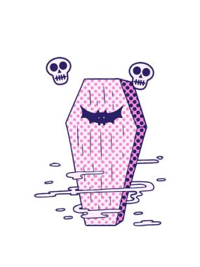 Çizgi filmlerdeki korkunç tabutların kafatası animasyonları.