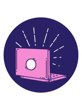 Dövme biçimi dizüstü bilgisayarın simgesinin canlandırmasını renklendir