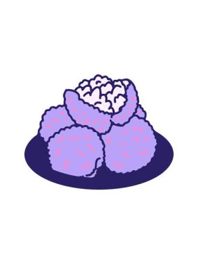 Tabak karikatüründe Brezilya usulü kızarmış Bolinho animasyonu.