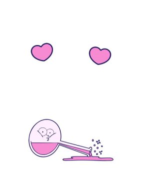 Karikatür kalp animasyonu dökülen kimyasallar