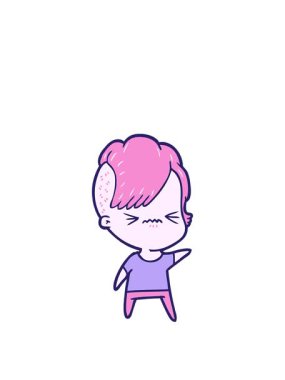 Çizgi filmdeki sinirli hippi kızın animasyonunu genişletiyorum.