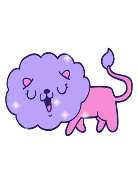 Sevimli çizgi film aslanının parıltı efekti