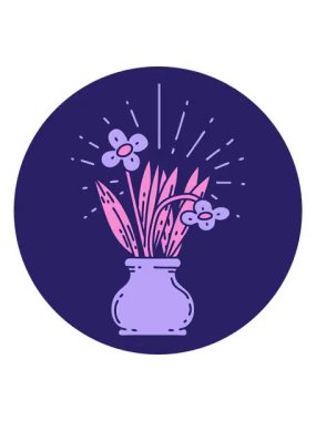 Vazodaki dövme stili çiçeklerin canlandırma efektlerini göster