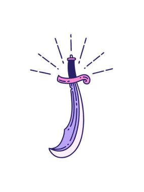 Geleneksel dövme stili kılıcın hareketli canlandırması