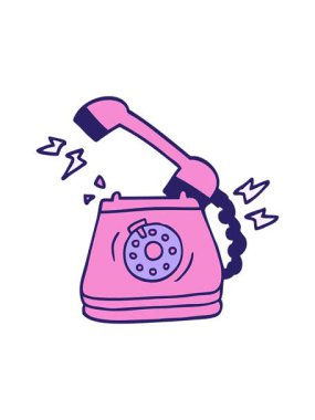 Karikatür karikatürünün basınçlı canlandırması. Eski bir çevirmeli telefon.