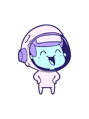 Dikkat çeken mutlu el çizilmiş astronot animasyonu