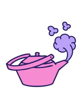 Geleneksel Japon çay demliğinin hareketli animasyonu buharlı tasarım.