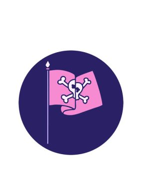 Yanıp sönen radyal çizgiler korsan bayrağının ikonik dövme görüntüsünün canlandırması