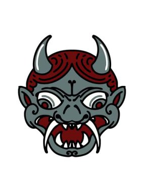 Japon Kabuki Tiyatrosu Oni Maskesi 'nin hareketli animasyonu