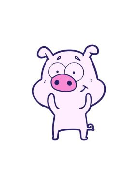 Neşeli çizgi film domuzunun hareketli animasyonu