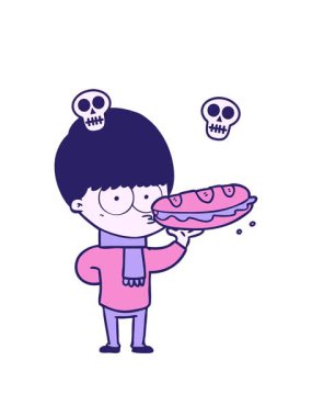 Sinirli çizgi film karakterinin kafatası animasyonu.