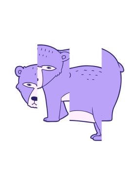 Ciddi ayı çizgi filminin bölünmüş hareketi.