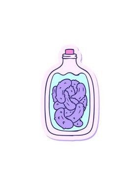 Dikkat çekici el çizimi karikatür karalama kavanozu turşu turşusu.