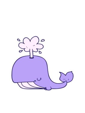 Çizgi film balina çiziminin hareketli animasyonu