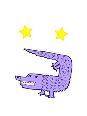 dönen yıldız çizgi film timsahı çizimi