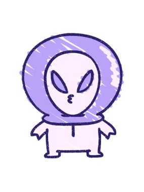 Tatlı Uzaylı Tebeşiri Çiziminin Kıvrımlı Hareket Canlandırması