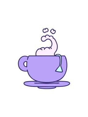 Radyoaktif parlak çizgi film animasyonu kızgın çay fincanı.