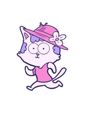 Titrek hareketli çizgi film kedisinin şapkayla koşuşunun animasyonu.