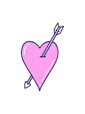 Bir okun ve kalbin eski dövme tarzının neon ışık efekti animasyonu