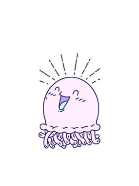 Geleneksel dövme stilini gösteren göz kırpan radyal çizgiler. Mutlu denizanaları.