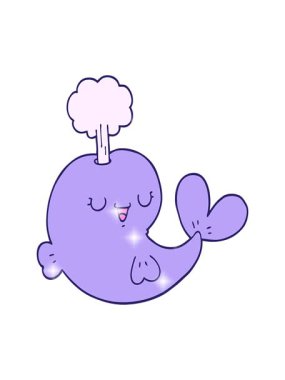 Bir balinanın sevimli çiziminin karikatür efekti