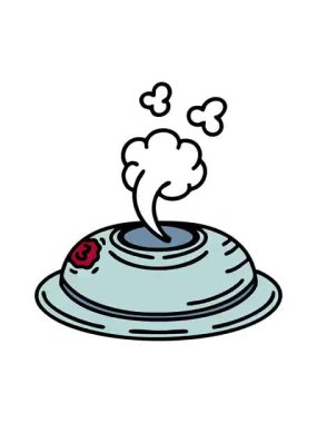 Japon yemeğinin buharlı kâsesinin titreyen animasyonu.