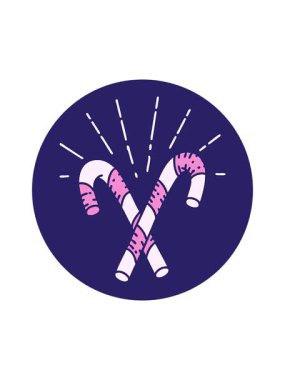 Dikkat çekici bir dövme stili şeker kamışları tasarımı ikonu.