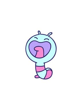 Mutlu bir tırtıl solucanının karikatürünün satış animasyonu