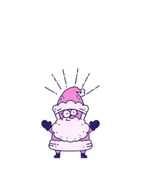 Geleneksel dövme stili Noel Baba karakterinin zıplama hareketli animasyonu